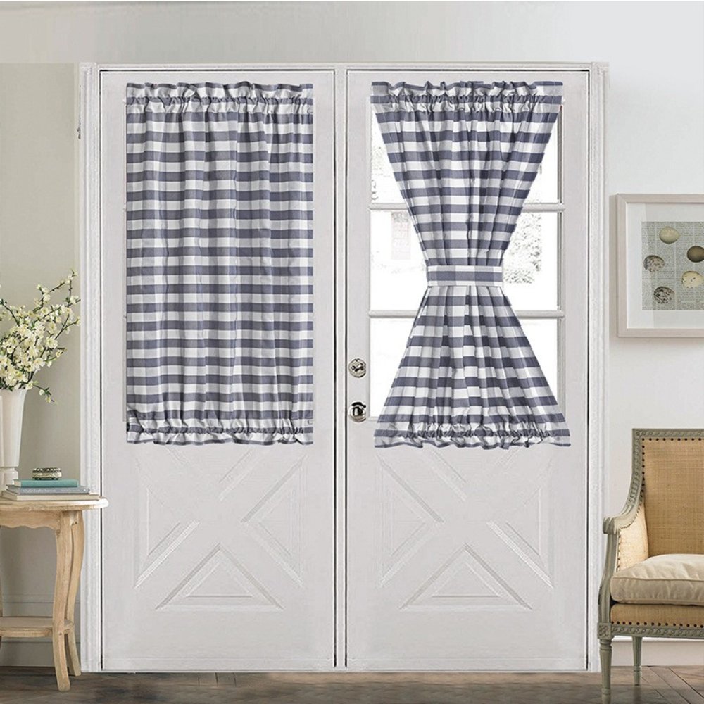 Blackout Curtain FrenchStyle CottonLinen Plaid SemiBlackout Curtain