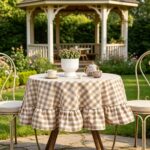 Jacquard Tablecloth Yarn-Dyed Linen-Cotton Ruffled Round Tablecloth