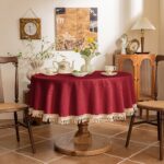 Jacquard Tablecloth PolyesterCotton Blend Jacquard Tassel Waterproof Tablecloth